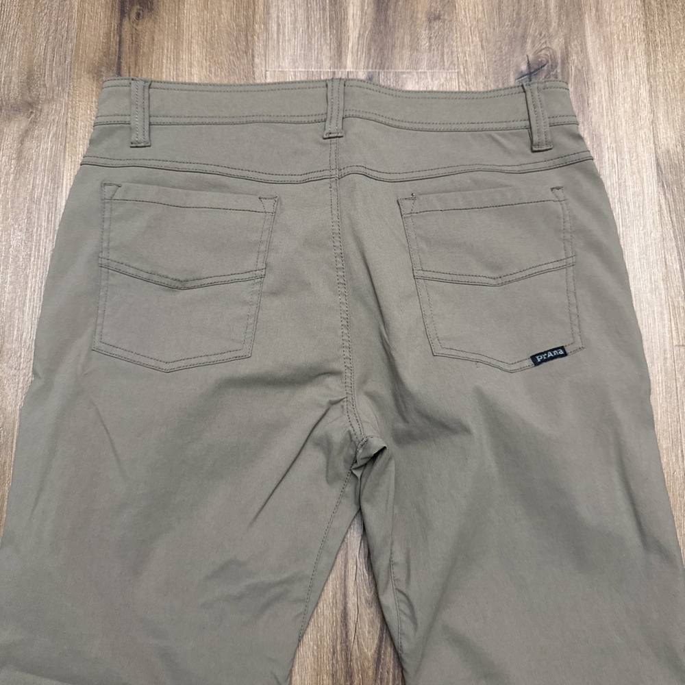 PrAna Brion Pants Men's 34x29 Straight‎ Nylon Blend Stretch Slim Fit Brown Green - Picture 10 of 11